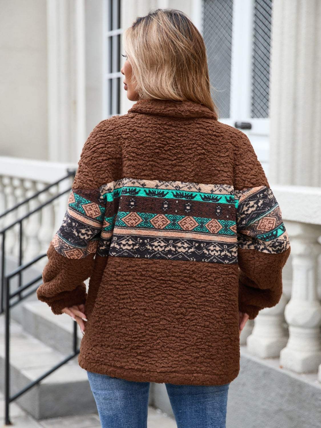 Half Zip Long Sleeve Fuzzy Top - Trendsi - Flyclothing LLC