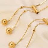 18K Gold-Plated Titanium Steel Hollow Bead Necklace - Trendsi