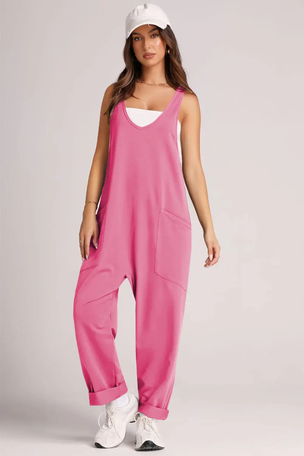Lovelet V-Neck Wide Strap Overalls - Trendsi - Flyclothing LLC