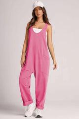 Lovelet V-Neck Wide Strap Overalls - Trendsi - Flyclothing LLC