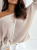 Bow Back Boat Neck Batwing Sleeve Sweater - Trendsi - Flyclothing LLC