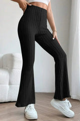 Basic Bae Full Size Ribbed High Waist Flare Pants - ShopBasicbae - Flyclothing LLC
