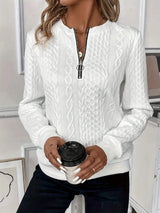 Texture Half Zip Long Sleeve Sweatshirt - Trendsi - Flyclothing LLC