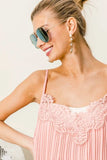 BiBi Front Lace Detailed Pleated Chiffon Cami - Trendsi - Flyclothing LLC