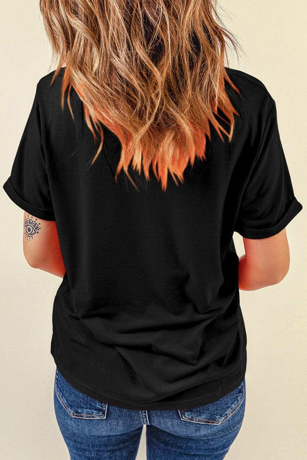 Rhinestone Round Neck Short Sleeve T-Shirt - Trendsi - Flyclothing LLC