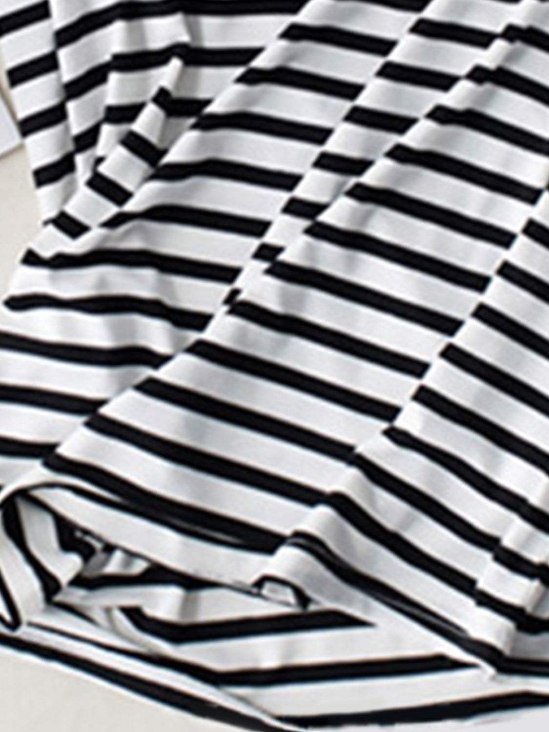 Striped Round Neck Short Sleeve T-Shirt with Bra - Trendsi - Flyclothing LLC