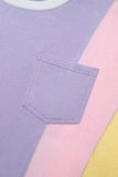 Color Block Patchwork Half Sleeve Oversized T Shirt - Trendsi - Flyclothing LLC