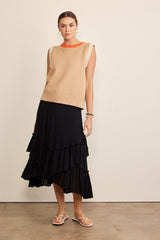 In February Contrast Round Neck Sweater Vest - Trendsi