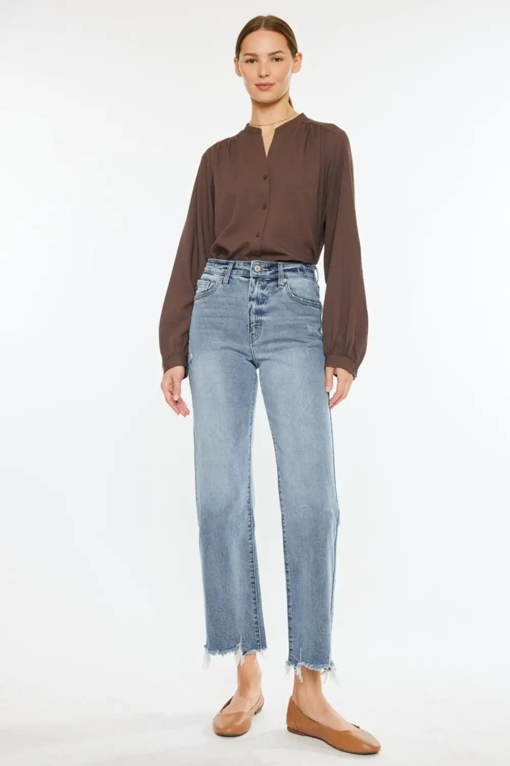 Kancan High Rise Slim Wide Leg Jeans - Trendsi