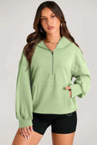 Pocketed Half Zip Long Sleeve Hoodie - Trendsi - Flyclothing LLC
