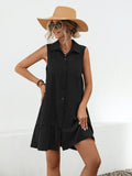 Button Up Sleeveless Mini Dress - Trendsi