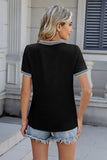 Contrast Trim Round Neck Short Sleeve T-Shirt - Trendsi