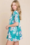 BOMBOM Loose Fit Vintage Floral Tunic Top - Trendsi