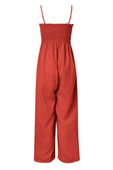 Smocked Spaghetti Strap Wide Leg Jumpsuit - Trendsi - Flyclothing LLC