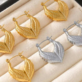 Titanium Steel Leaf Shape Earrings - Trendsi - Flyclothing LLC