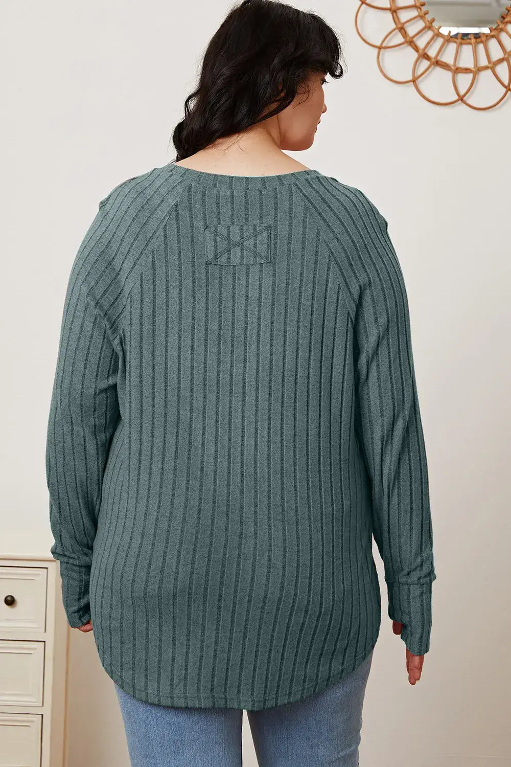 Basic Bae Full Size Ribbed Thumbhole Sleeve T-Shirt - ShopBasicbae - Flyclothing LLC