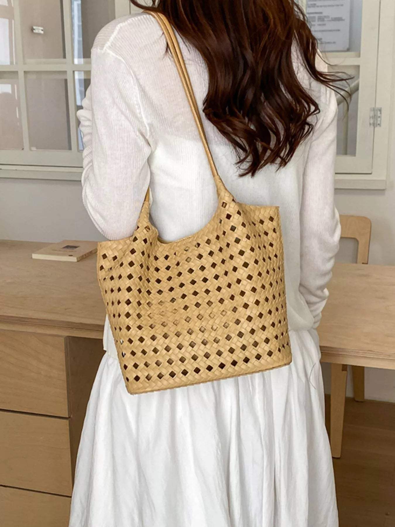 Woven Leather Shoulder Bag - Trendsi - Flyclothing LLC