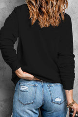 LOVE Rhinestone Clover Round Neck Sweatshirt - Trendsi - Flyclothing LLC