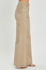 RISEN Full Size Tummy Control High Rise Wide Leg Jeans Plus Size - Trendsi - Flyclothing LLC