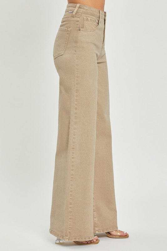 RISEN Full Size Tummy Control High Rise Wide Leg Jeans Plus Size - Trendsi - Flyclothing LLC