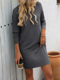 Striped Round Neck Long Sleeve Mini Dress - Trendsi - Flyclothing LLC