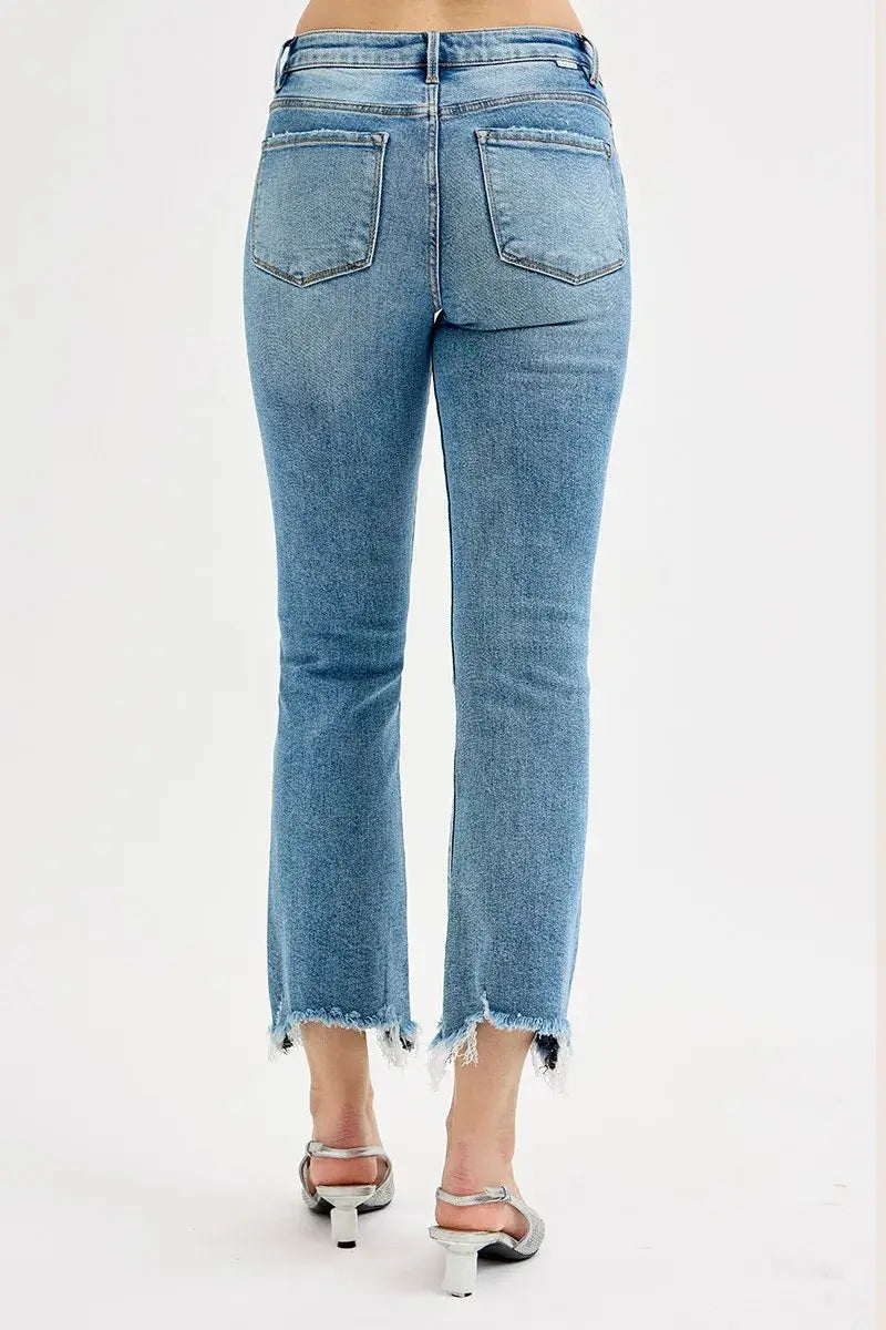 RISEN Full Size High Rise Crop Straight Slim Jeans Plus Size - Trendsi - Flyclothing LLC