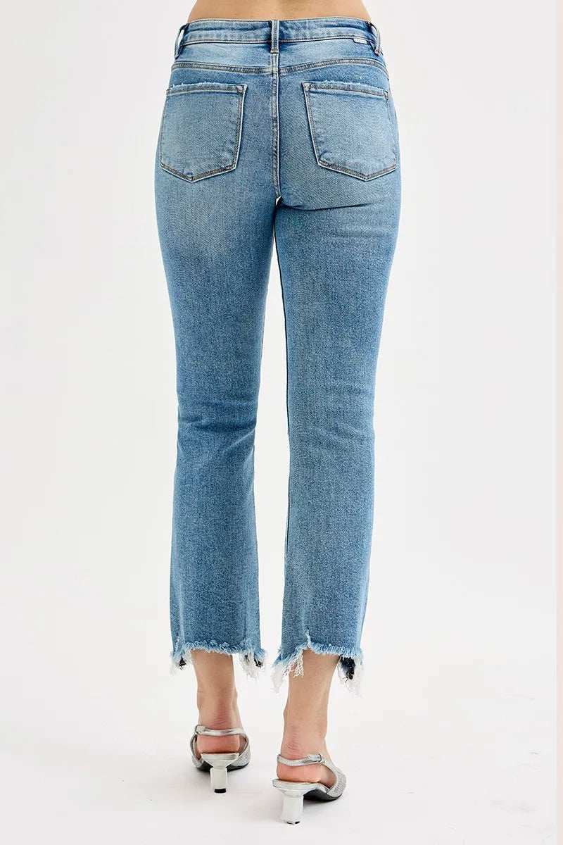 RISEN Full Size High Rise Crop Straight Slim Jeans Plus Size - Trendsi - Flyclothing LLC
