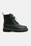 Beast Fashion Faux Leather Lace-Up Boots with Side Zipper - Trendsi