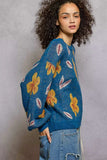 POL Floral Pattern Round Neck Balloon Sleeve Sweater - Trendsi - Flyclothing LLC