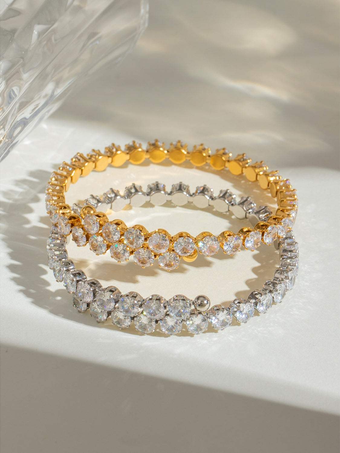 Stainless Steel Inlaid Zircon Bracelet - Trendsi - Flyclothing LLC
