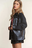 J.NNA Faux Leather Sherpa Contrast Snap Down Jacket - Trendsi - Flyclothing LLC