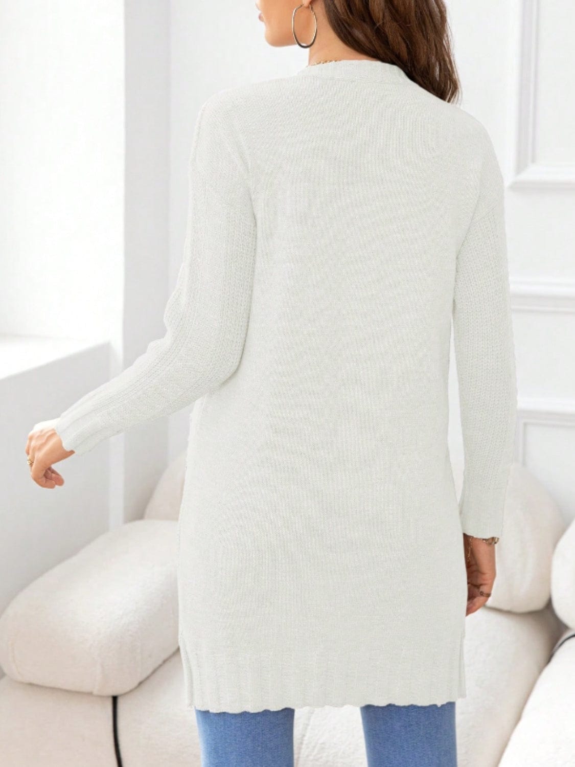Open Front Long Sleeve Cardigan - Trendsi