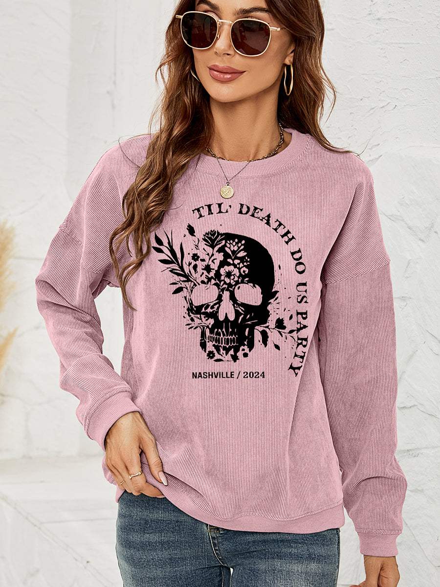 Skull Graphic Dropped Shoulder Sweatshirt - Trendsi - Flyclothing LLC