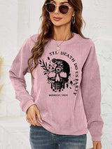 Skull Graphic Dropped Shoulder Sweatshirt - Trendsi - Flyclothing LLC