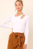Idem Ditto Front Cut Out Long Sleeve Knit Top - Trendsi