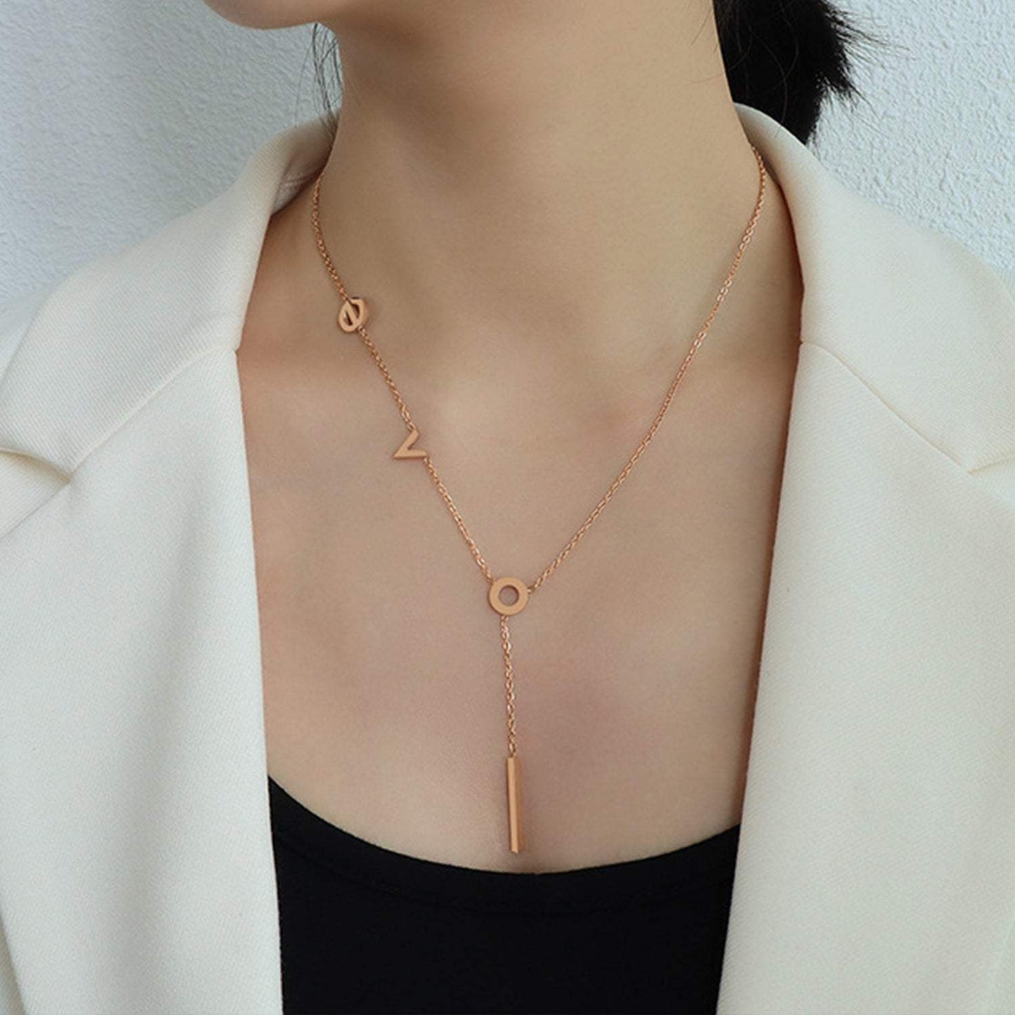 Titanium Steel Letter Necklace - Trendsi - Flyclothing LLC