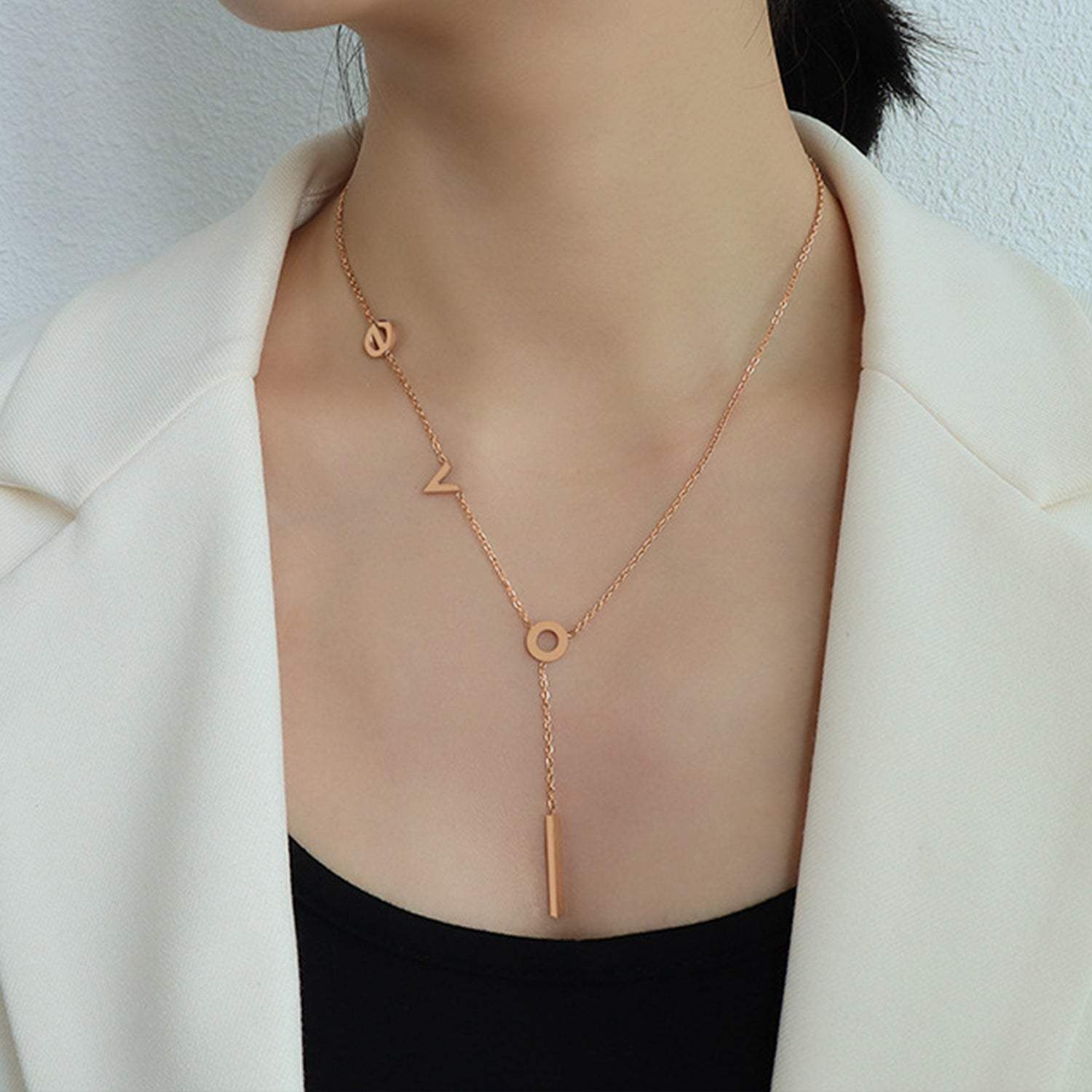 Titanium Steel Letter Necklace - Trendsi - Flyclothing LLC