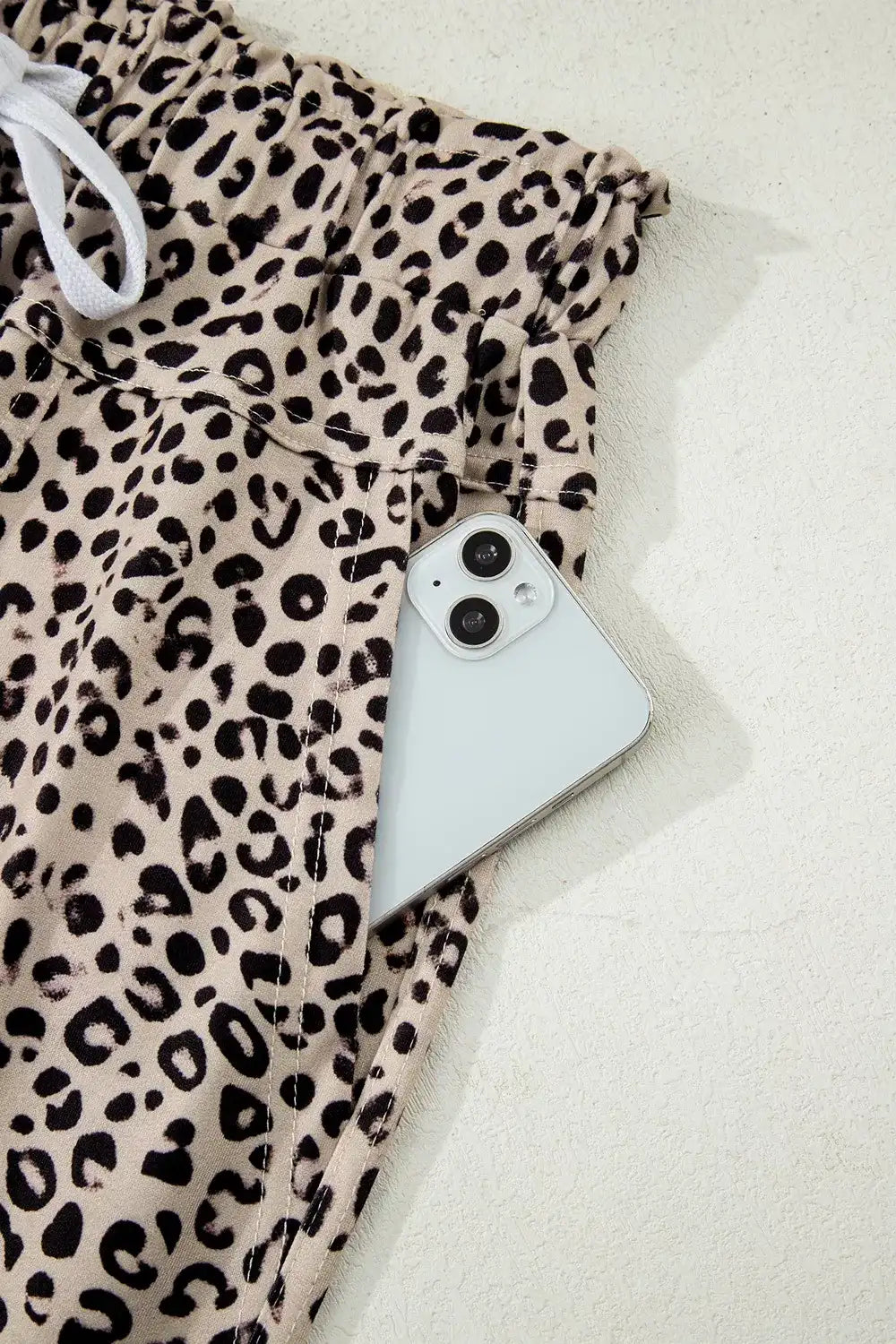 Leopard Print Wide-Leg Pants with Drawstring - Trendsi - Flyclothing LLC
