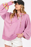 SAGE + FIG Full Size Plaid Print Washed Hoodie - Trendsi