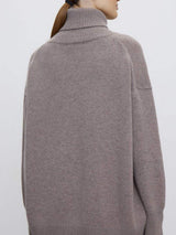 Ribbed Detail Turtleneck Dropped Shoulder Sweater - Trendsi - Flyclothing LLC