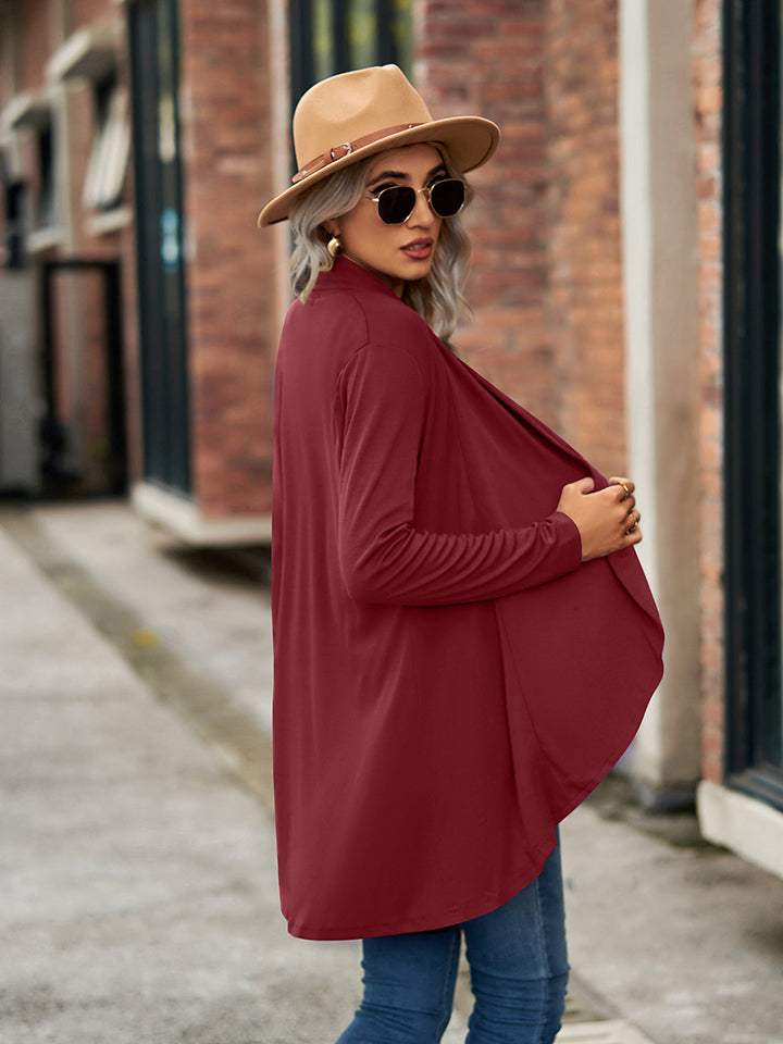 Open Front Long Sleeve Cardigan - Trendsi - Flyclothing LLC