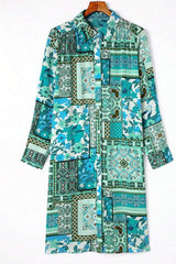 Printed Button Up Long Sleeve Cardigan - Trendsi - Flyclothing LLC