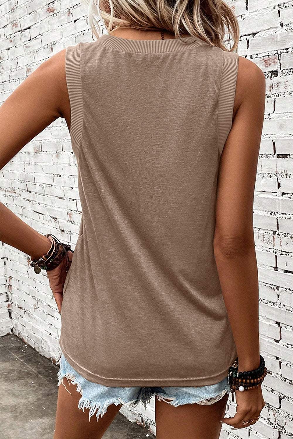 V-Neck Wide Strap Tank - Trendsi - Flyclothing LLC