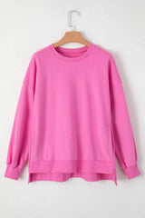 Round Neck Long Sleeve Sweatshirt - Trendsi - Flyclothing LLC