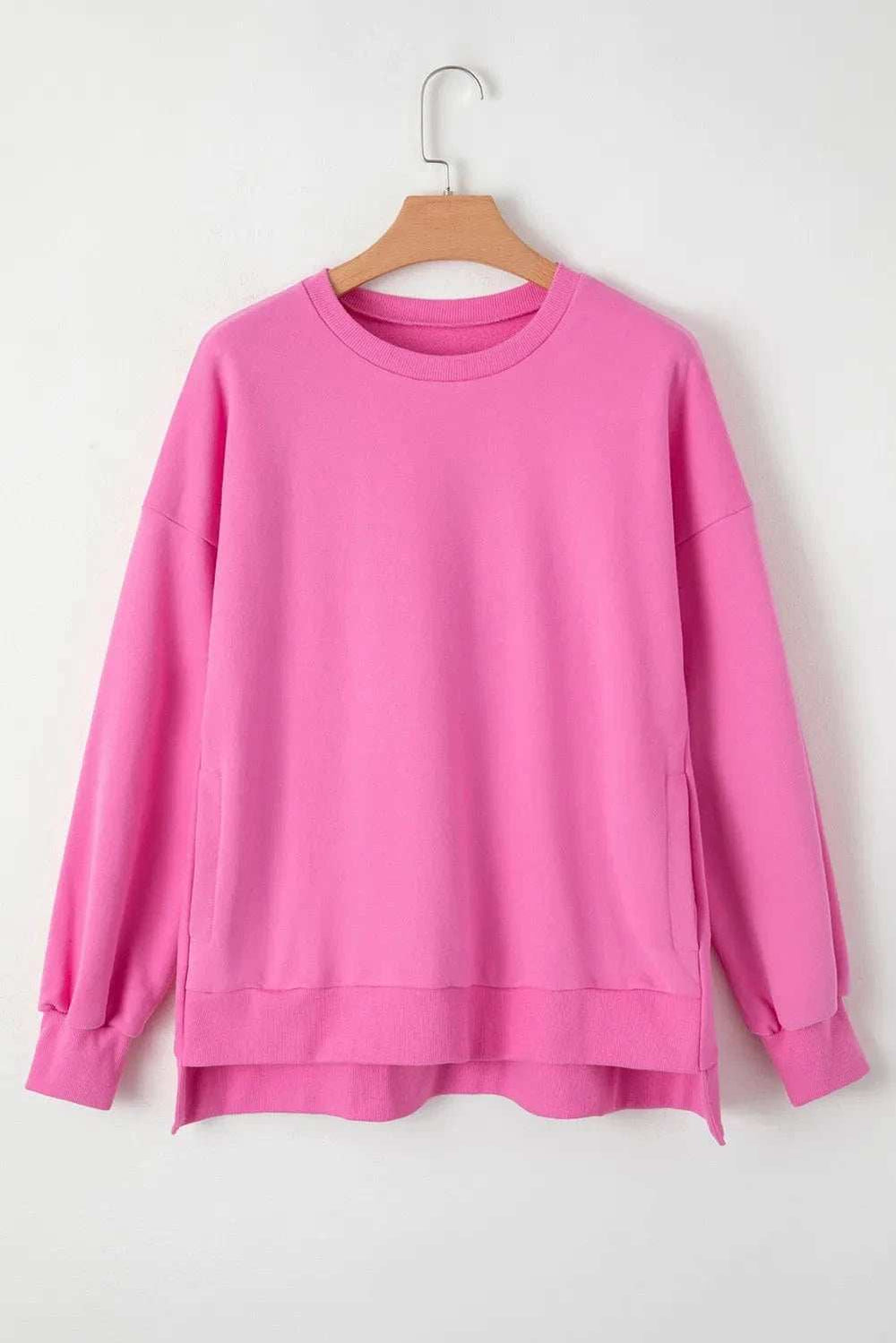 Round Neck Long Sleeve Sweatshirt - Trendsi - Flyclothing LLC