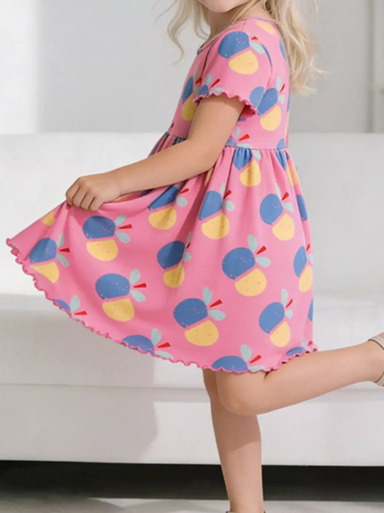 Children's Printed Short Sleeve Dress - Trendsi - Flyclothing LLC