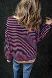 Pumpkin Striped Round Neck Long Sleeve Sweatshirt - Trendsi - Flyclothing LLC