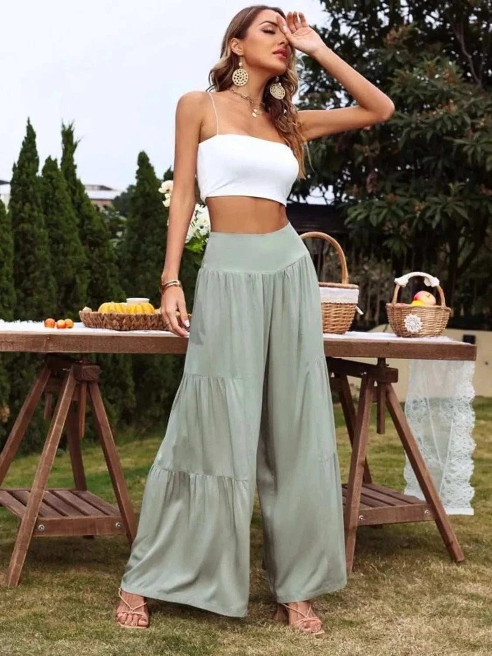 High Waist Wide Leg Pants - Trendsi - Flyclothing LLC
