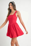 MABLE Poplin Square Neckline Bubble Mini Dress - Trendsi