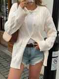 Cable Knit Button-Down Cardigan - Trendsi - Flyclothing LLC